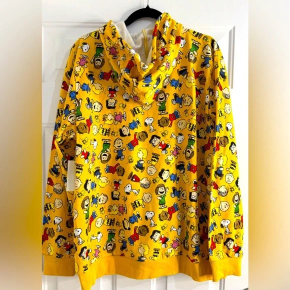Hybrid Peanuts Charlie Brown & Friends Regular-Fit Printed Fleece Hoodie Sz L - Picture 3 of 4